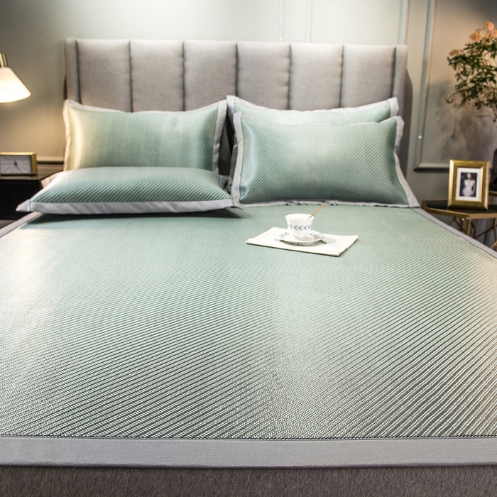 91家纺网 家纺一手货源 找家纺 印季家纺 2026新款高端养生冰藤席席子凉席 斜纹绿