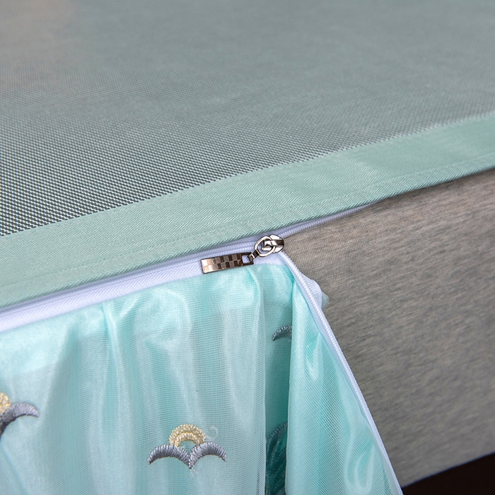 91家纺网 家纺一手货源 找家纺 印季家纺 2026新款清凉舒适拼色加密冰藤床裙款凉席 条纹-浅绿