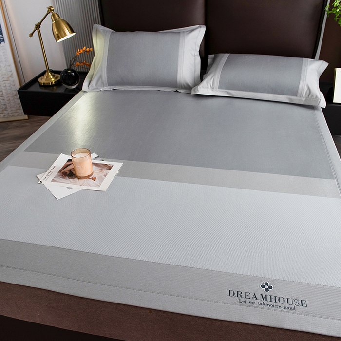 91家纺网 家纺一手货源 找家纺 印季家纺 2026新款拼色加密冰藤席子凉席 条纹-浅灰