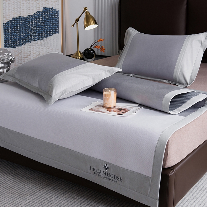 91家纺网 家纺一手货源 找家纺 印季家纺 2026新款拼色加密冰藤席子凉席 色块-紫色