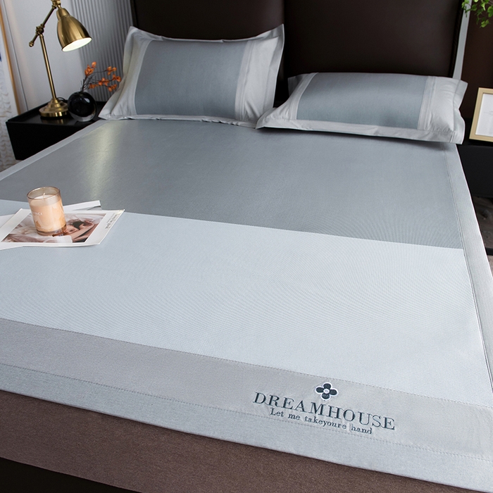 印季家纺 2026新款拼色加密冰藤席子凉席 色块-浅灰