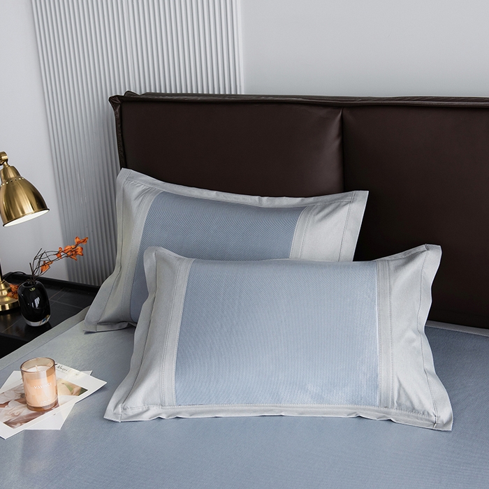 91家纺网 家纺一手货源 找家纺 印季家纺 2026新款拼色加密冰藤席子凉席 色块-浅蓝