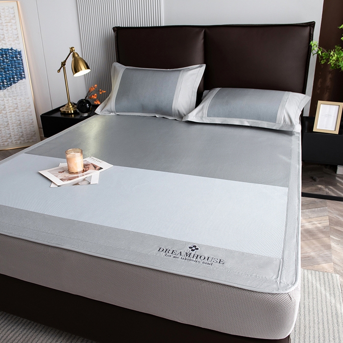 91家纺网 家纺一手货源 找家纺 印季家纺 2026新款拼色加密冰藤席子凉席 色块-浅灰