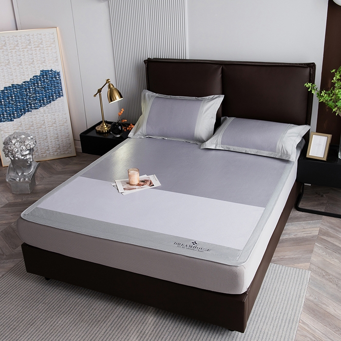 91家纺网 家纺一手货源 找家纺 印季家纺 2026新款拼色加密冰藤席子凉席 色块-紫色