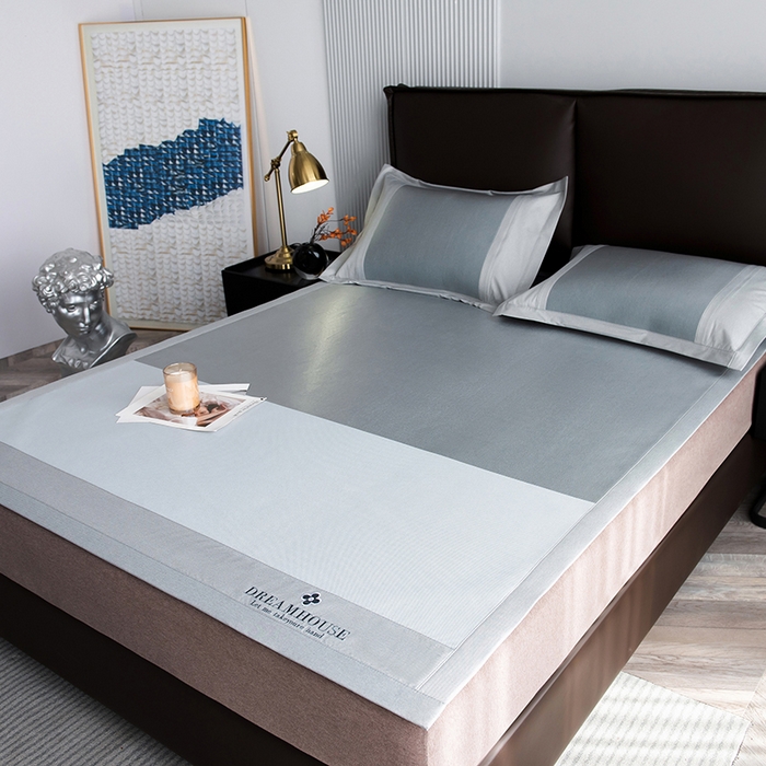 91家纺网 家纺一手货源 找家纺 印季家纺 2026新款拼色加密冰藤席子凉席 色块-浅灰