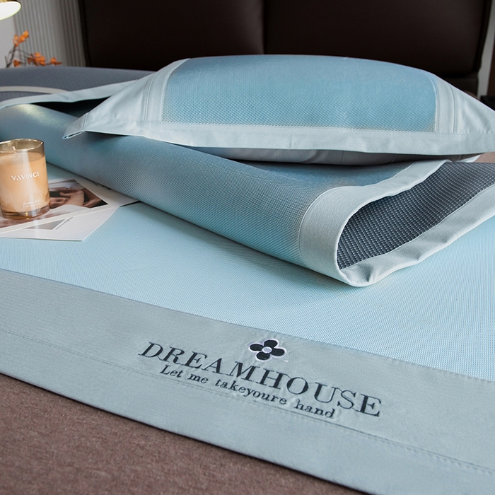 91家纺网 家纺一手货源 找家纺 印季家纺 2026新款拼色加密冰藤席子凉席 条纹-蓝绿