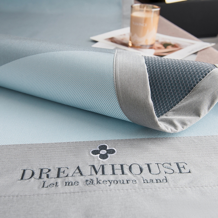 91家纺网 家纺一手货源 找家纺 印季家纺 2026新款拼色加密冰藤席子凉席 条纹-蓝灰