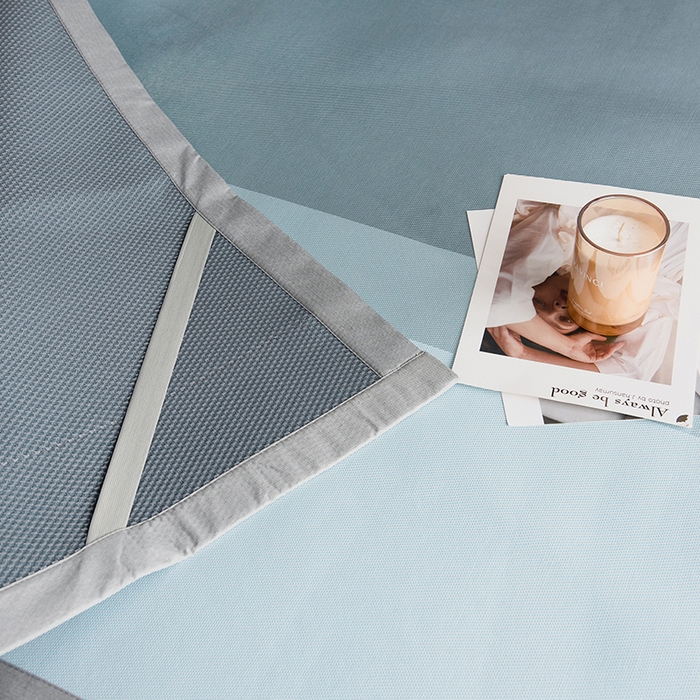 91家纺网 家纺一手货源 找家纺 印季家纺 2026新款拼色加密冰藤席子凉席 条纹-蓝灰