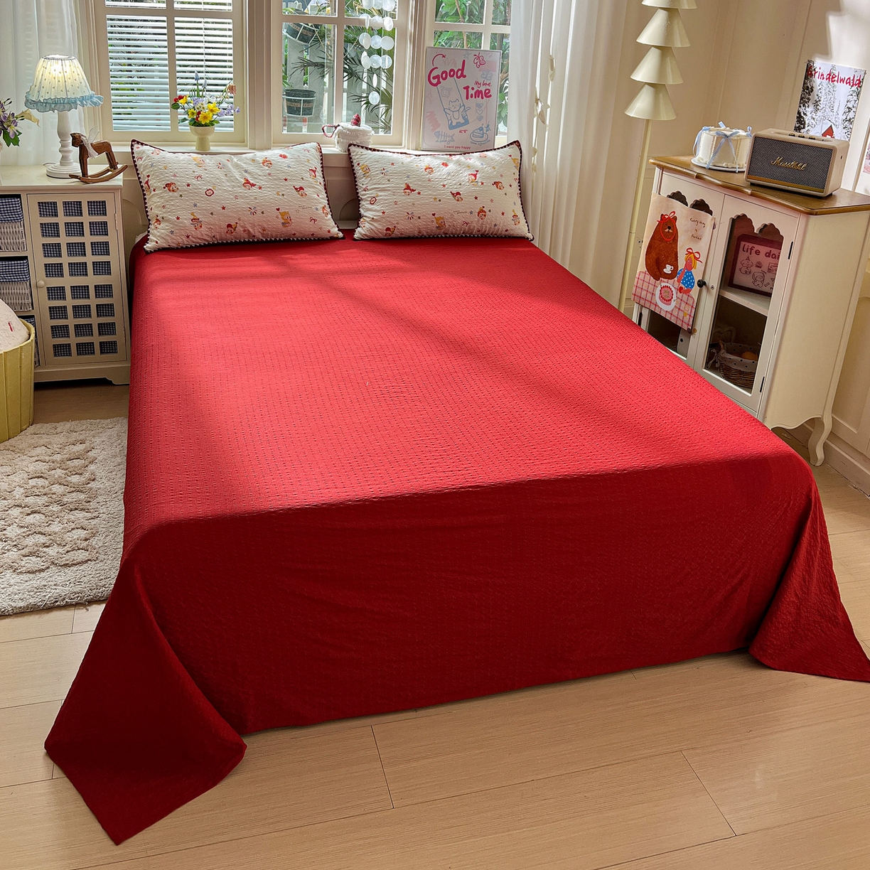 91家纺网 家纺一手货源 找家纺 （总）水墨江南 2026新款贝壳边泡芙纱时尚印花四件套