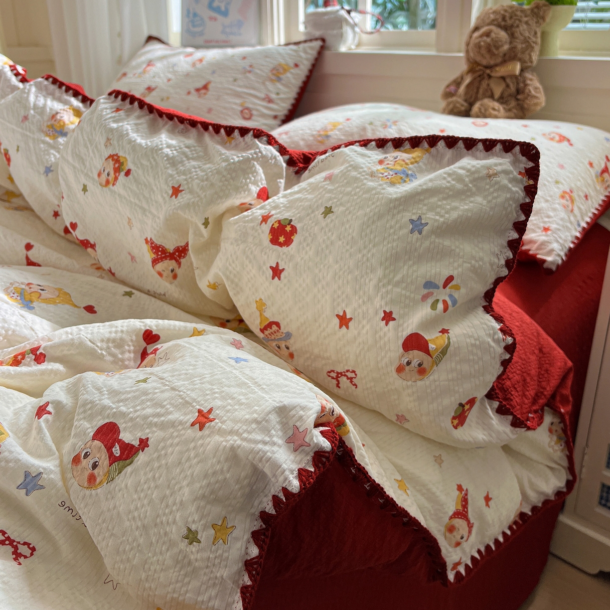 91家纺网 家纺一手货源 找家纺 （总）水墨江南 2026新款贝壳边泡芙纱时尚印花四件套