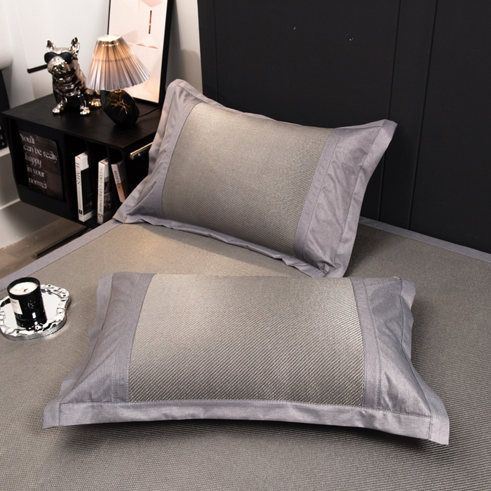 91家纺网 家纺一手货源 找家纺 印季家纺 2026新款5A级抗菌加厚绣花冰藤席-幸运狗（床席款） 银灰