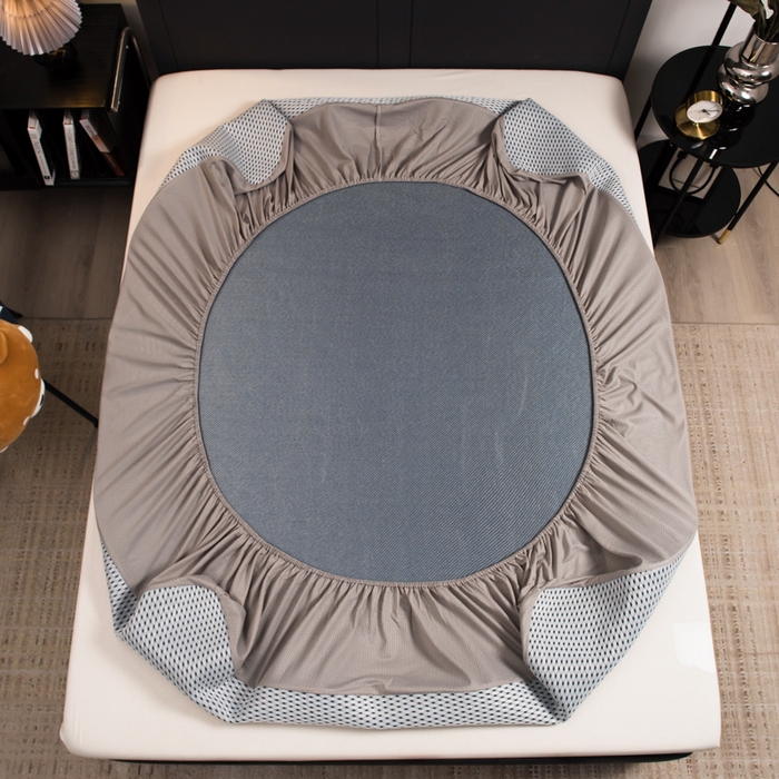 91家纺网 家纺一手货源 找家纺 印季家纺 2026新款5A级抗菌加厚绣花冰藤席-幸运狗（床席款） 雾霾蓝