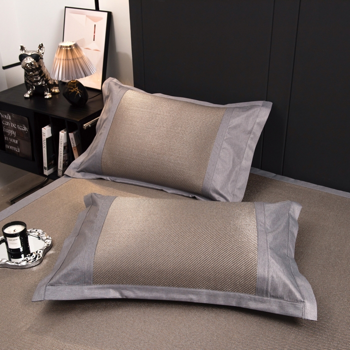 91家纺网 家纺一手货源 找家纺 印季家纺 2026新款5A级抗菌加厚绣花冰藤席-幸运狗（床席款） 银棕