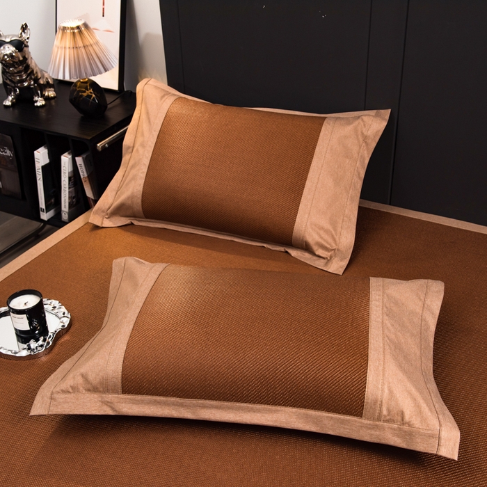 91家纺网 家纺一手货源 找家纺 印季家纺 2026新款5A级抗菌加厚绣花冰藤席-幸运狗（床席款） 金咖