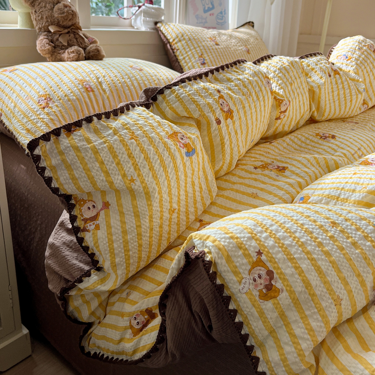 91家纺网 家纺一手货源 找家纺 （总）水墨江南 2026新款贝壳边泡芙纱时尚印花四件套