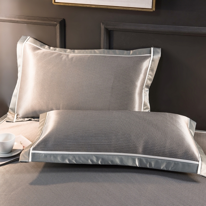 91家纺网 家纺一手货源 找家纺 印季家纺 2026新款1200D加密纯色碳光席席子凉席 浅灰