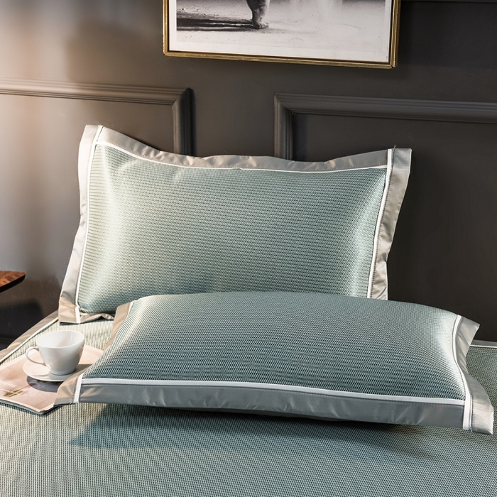 91家纺网 家纺一手货源 找家纺 印季家纺 2026新款1200D加密纯色碳光席席子凉席 水绿