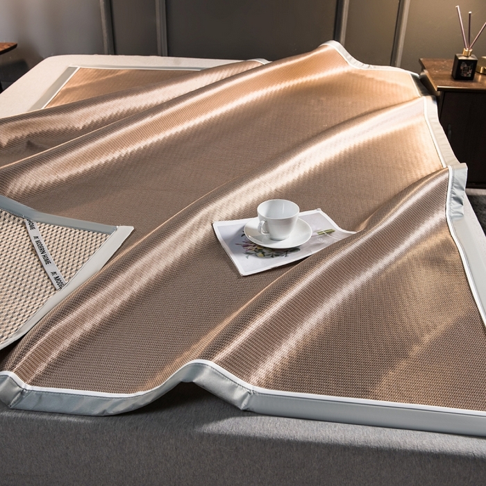 印季家纺 2026新款1200D加密纯色碳光席席子凉席 咖啡
