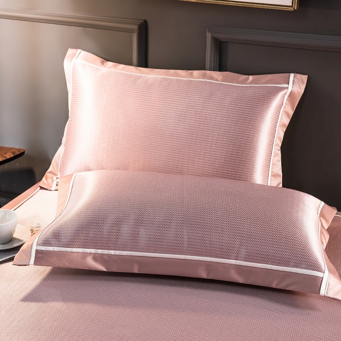 91家纺网 家纺一手货源 找家纺 印季家纺 2026新款1200D加密纯色碳光席席子凉席 嫩粉