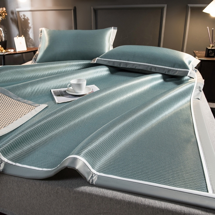 印季家纺 2026新款1200D加密纯色碳光席席子凉席 水绿