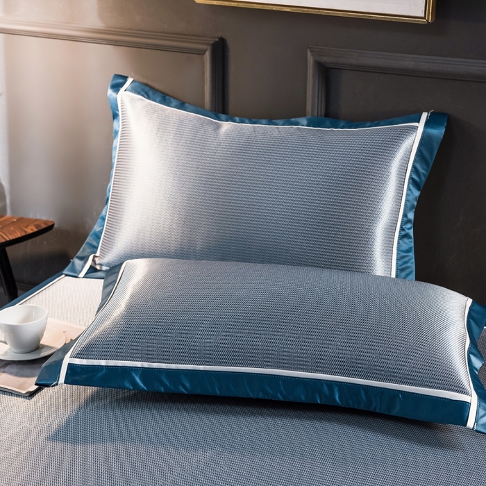 91家纺网 家纺一手货源 找家纺 印季家纺 2026新款1200D加密纯色碳光席席子凉席 深蓝