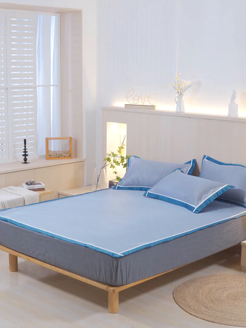 91家纺网 家纺一手货源 找家纺 （总）印季家纺 2026新款1200D加密纯色碳光席席子凉席