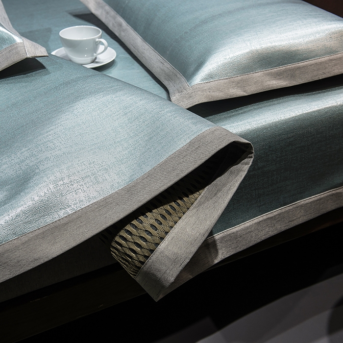 91家纺网 家纺一手货源 找家纺 （总）印季家纺 2026新款600D（纯色）肌理纹4D三明治冰丝席