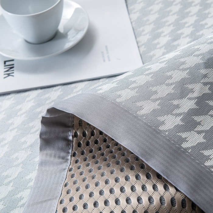 91家纺网 家纺一手货源 找家纺 印季家纺 2026新款600D千鸟格席子凉席 浅灰