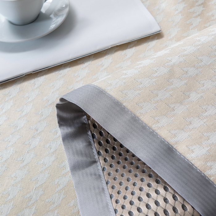 91家纺网 家纺一手货源 找家纺 印季家纺 2026新款600D千鸟格席子凉席 鹅黄