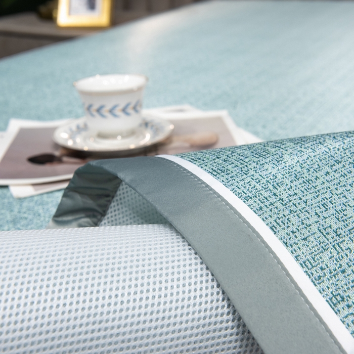 91家纺网 家纺一手货源 找家纺 印季家纺 2026新款加厚肌理纹绣花碳光席席子凉席 水绿