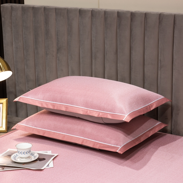 91家纺网 家纺一手货源 找家纺 印季家纺 2026新款加厚肌理纹绣花碳光席席子凉席 豆沙