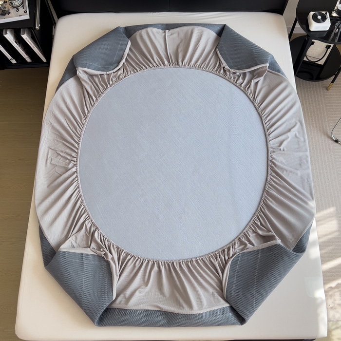 91家纺网 家纺一手货源 找家纺 印季家纺 2026新款5A级抗菌加厚绣花冰丝席-流星雨（床席款） 蓝灰