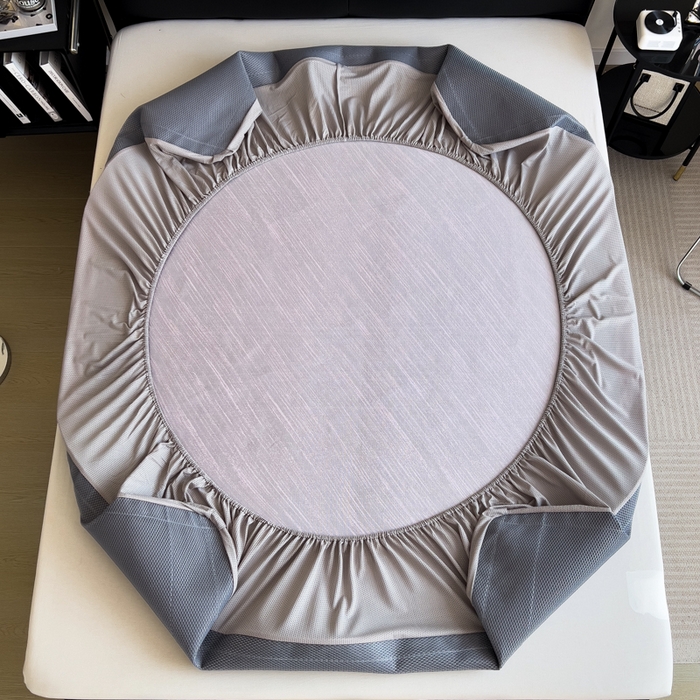 91家纺网 家纺一手货源 找家纺 印季家纺 2026新款5A级抗菌加厚绣花冰丝席-流星雨（床席款） 豆沙