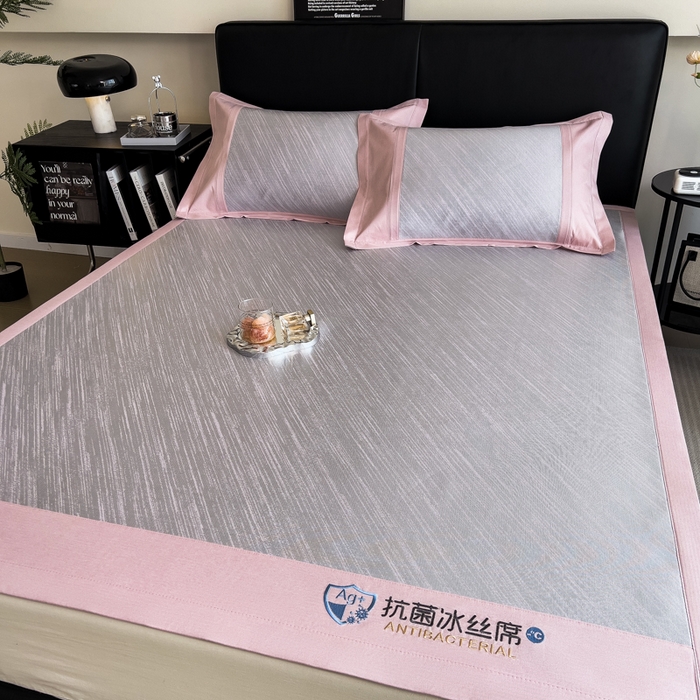 91家纺网 家纺一手货源 找家纺 （总）印季家纺 2026新款5A级抗菌加厚绣花冰丝席-流星雨（床笠款）