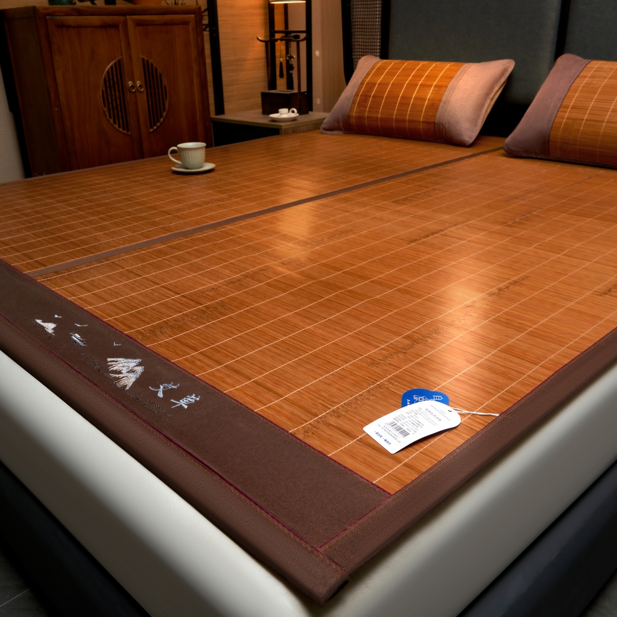 91家纺网 家纺一手货源 找家纺 森璐家纺 2026新款竹韵清凉竹席凉席席子 艾草驱蚊席