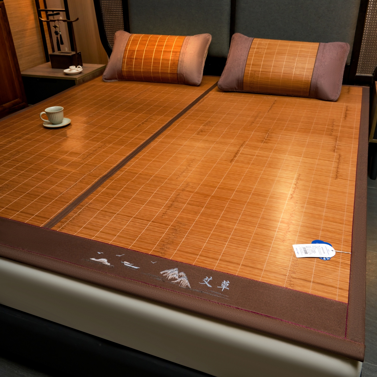 91家纺网 家纺一手货源 找家纺 森璐家纺 2026新款竹韵清凉竹席凉席席子 艾草驱蚊席