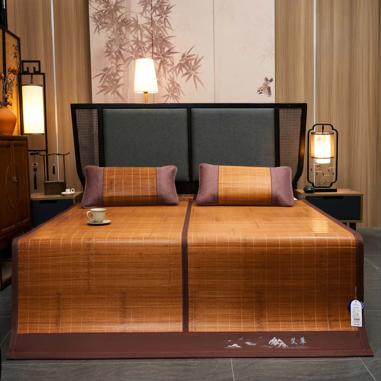 91家纺网 家纺一手货源 找家纺 森璐家纺 2026新款竹韵清凉竹席凉席席子 艾草驱蚊席