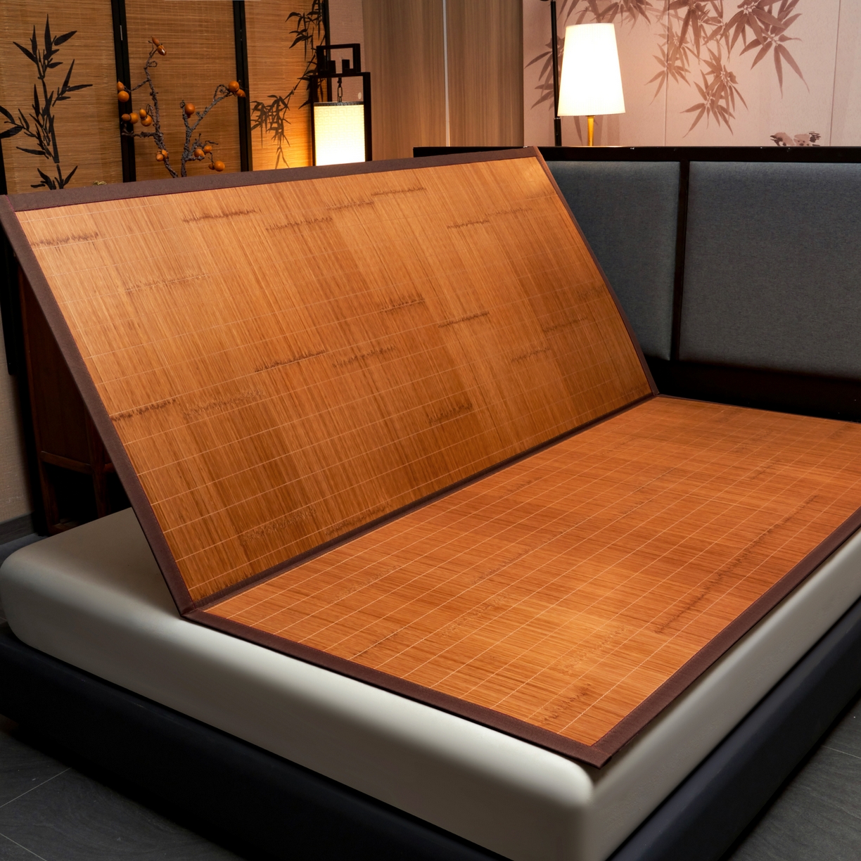 91家纺网 家纺一手货源 找家纺 森璐家纺 2026新款竹韵清凉竹席凉席席子 碳化席