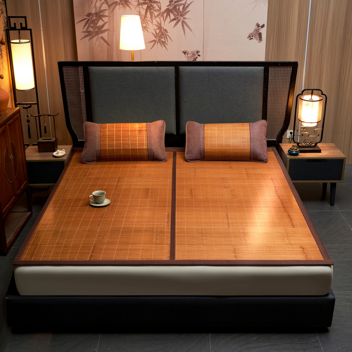 91家纺网 家纺一手货源 找家纺 森璐家纺 2026新款竹韵清凉竹席凉席席子 碳化席