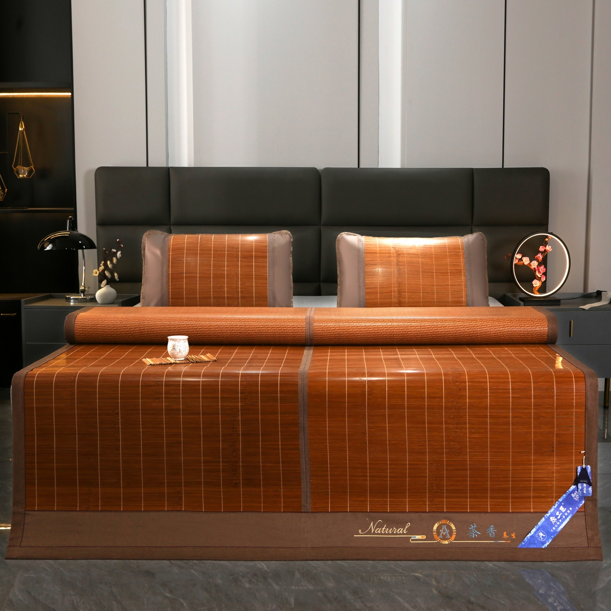 91家纺网 家纺一手货源 找家纺 森璐家纺 2026新款竹韵清凉竹席凉席席子 茶香养生席