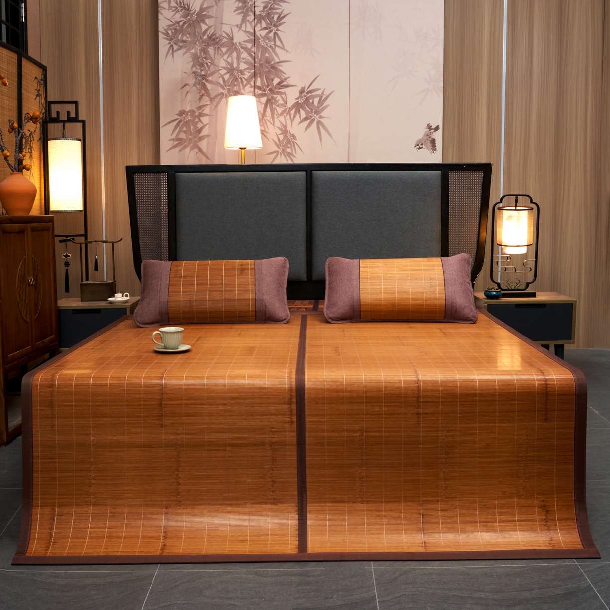 91家纺网 家纺一手货源 找家纺 森璐家纺 2026新款竹韵清凉竹席凉席席子 碳化席