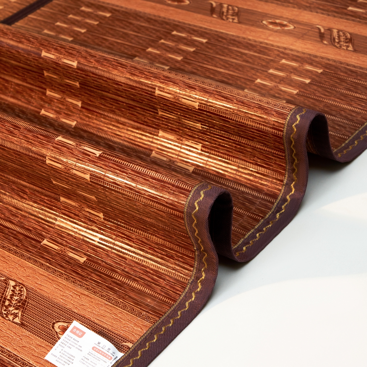 91家纺网 家纺一手货源 找家纺 森璐家纺 2026新款竹韵清凉竹席凉席席子 百福-咖