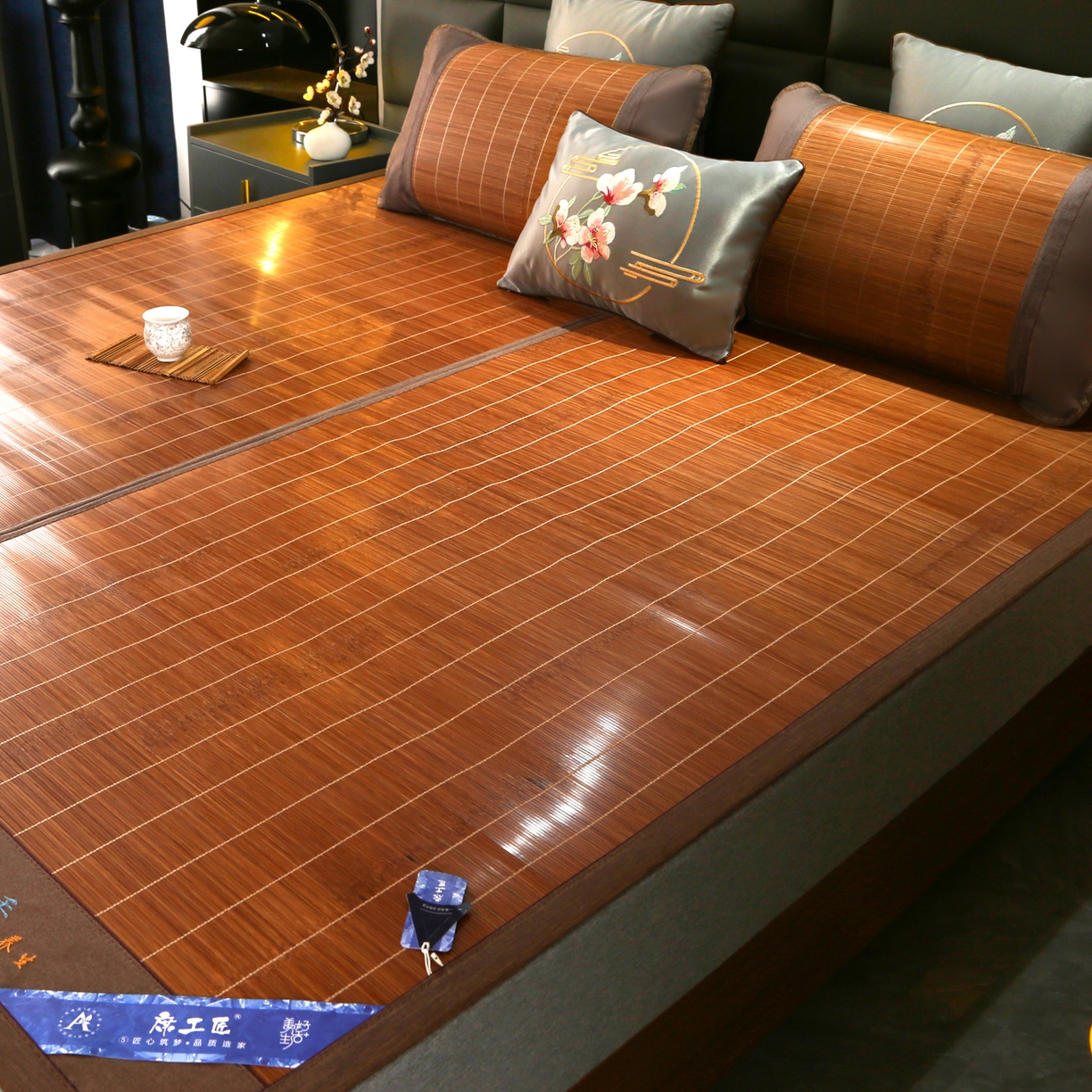 91家纺网 家纺一手货源 找家纺 森璐家纺 2026新款竹韵清凉竹席凉席席子 茶香养生席