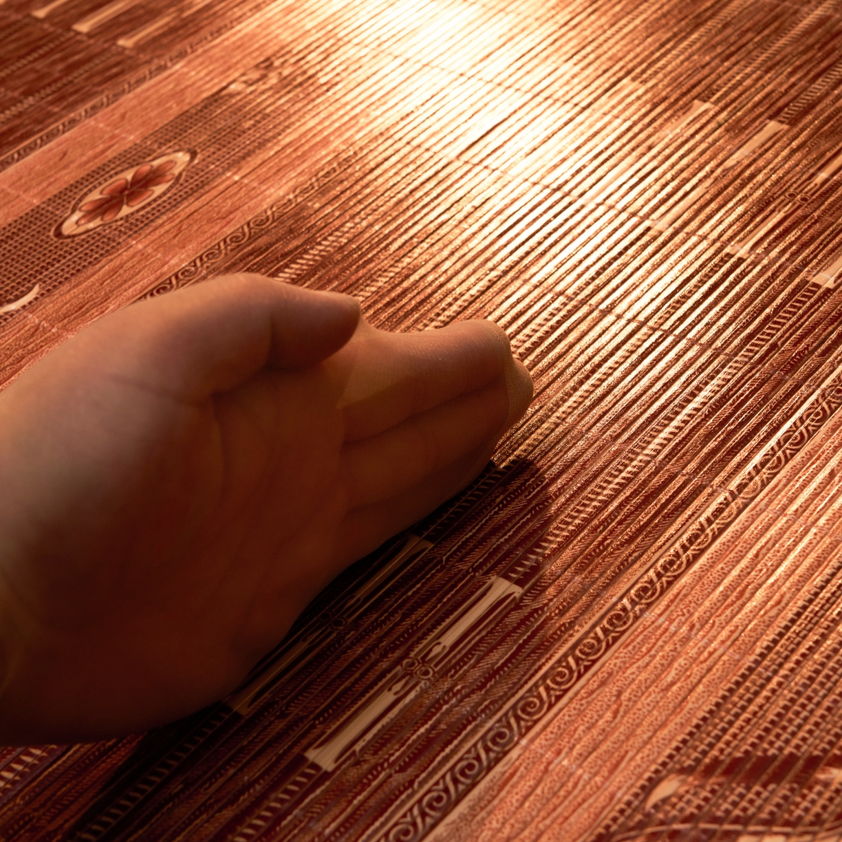 91家纺网 家纺一手货源 找家纺 森璐家纺 2026新款竹韵清凉竹席凉席席子 百福-咖