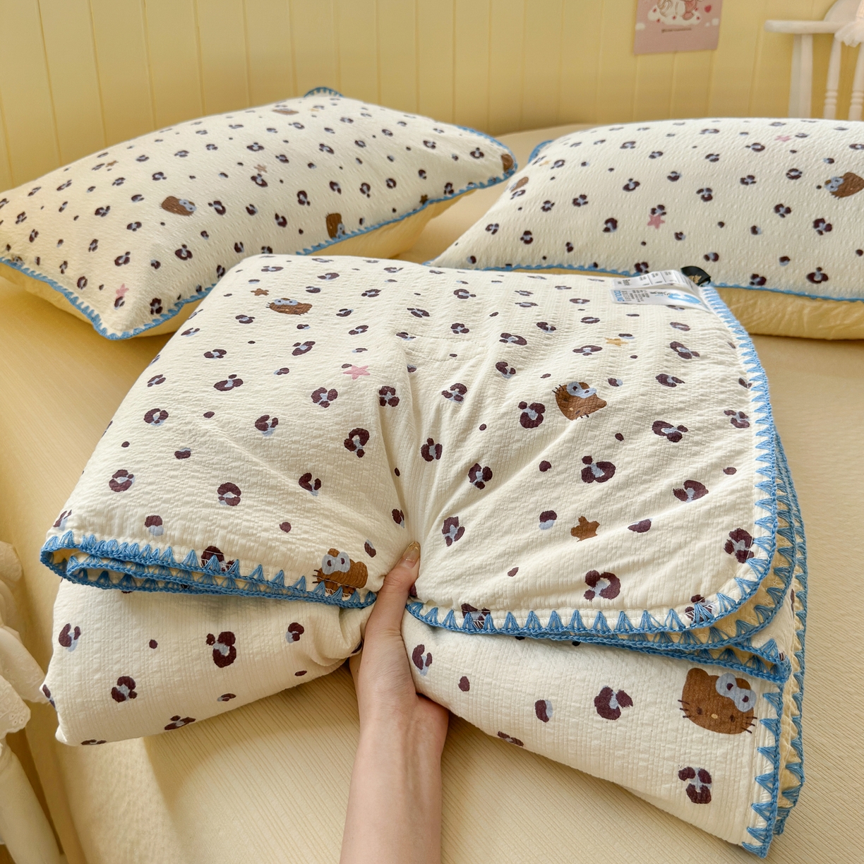 初念 2026新款泡芙纱贝壳绣三角针夏被 提供买家秀 贝壳绣-豹纹蓝星