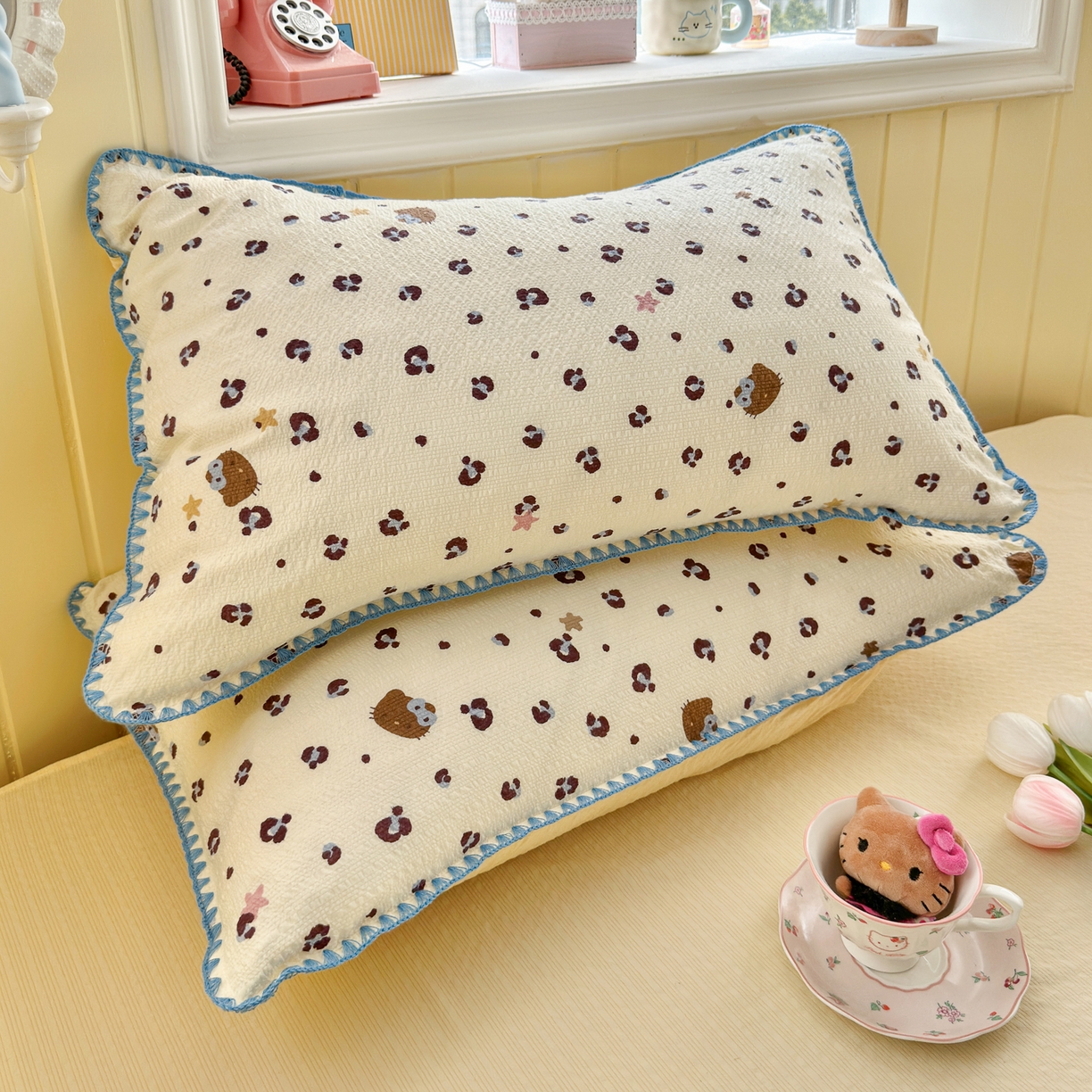 91家纺网 家纺一手货源 找家纺 初念 2026新款泡芙纱贝壳绣三角针夏被 提供买家秀 贝壳绣-豹纹蓝星