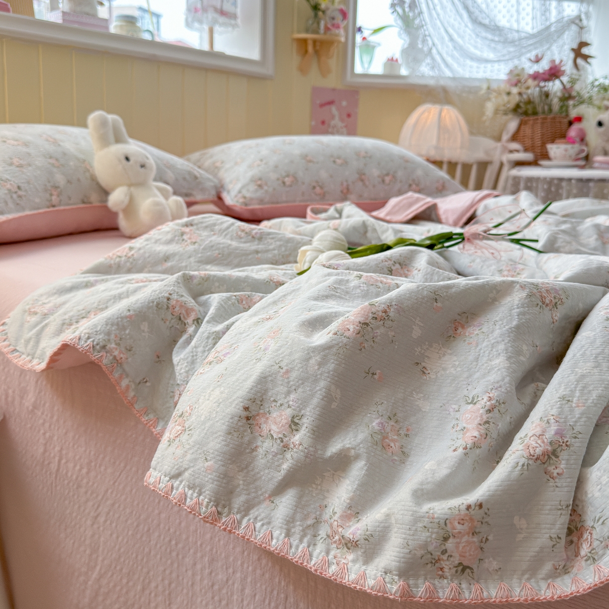 91家纺网 家纺一手货源 找家纺 初念 2026新款泡芙纱贝壳绣三角针夏被 提供买家秀 贝壳绣-柔诗意