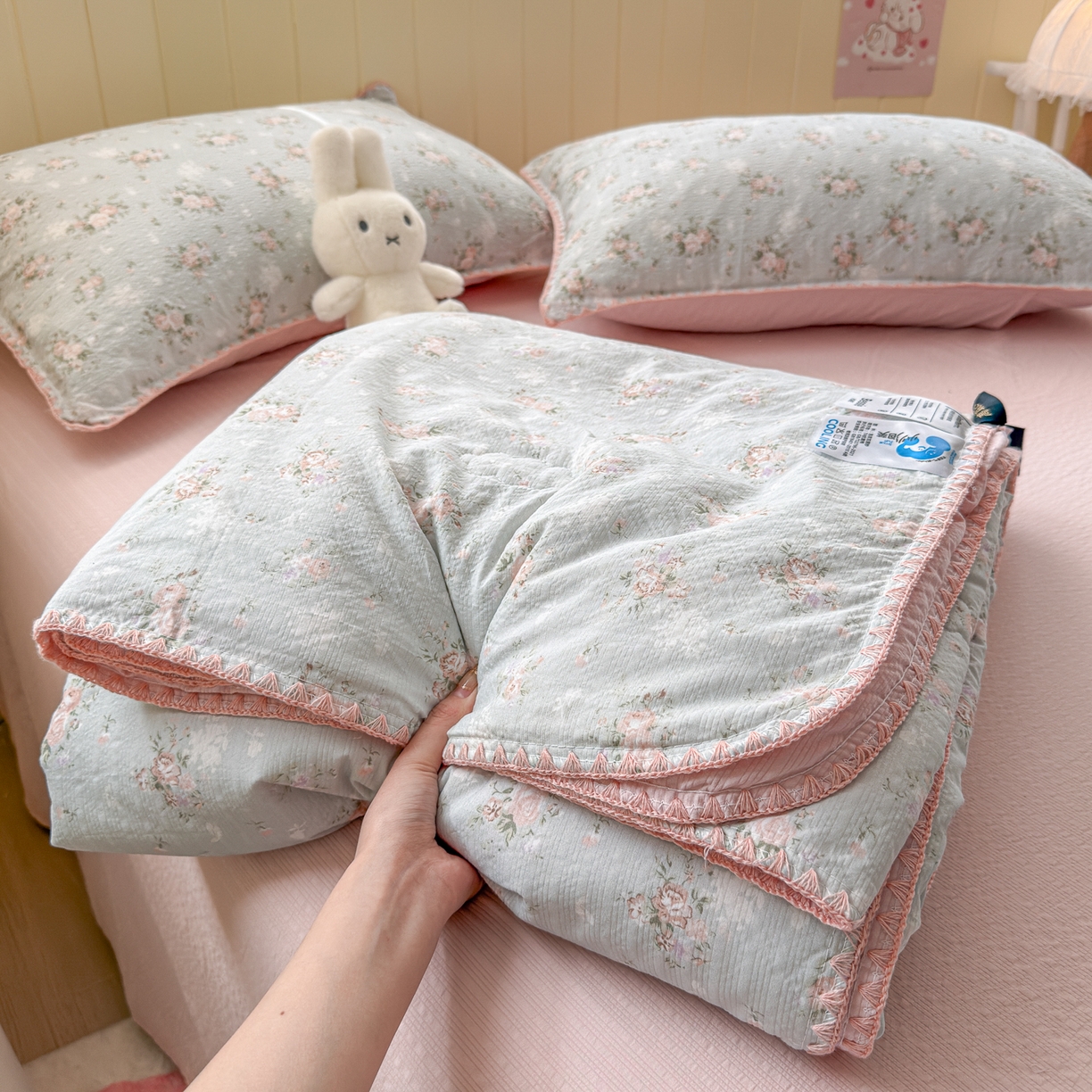 初念 2026新款泡芙纱贝壳绣三角针夏被 提供买家秀 贝壳绣-柔诗意