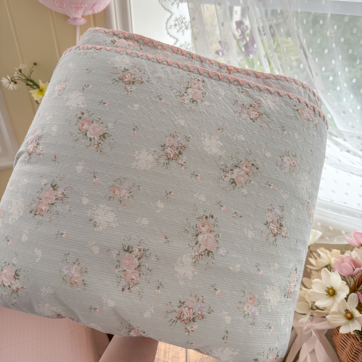 91家纺网 家纺一手货源 找家纺 初念 2026新款泡芙纱贝壳绣三角针夏被 提供买家秀 贝壳绣-柔诗意