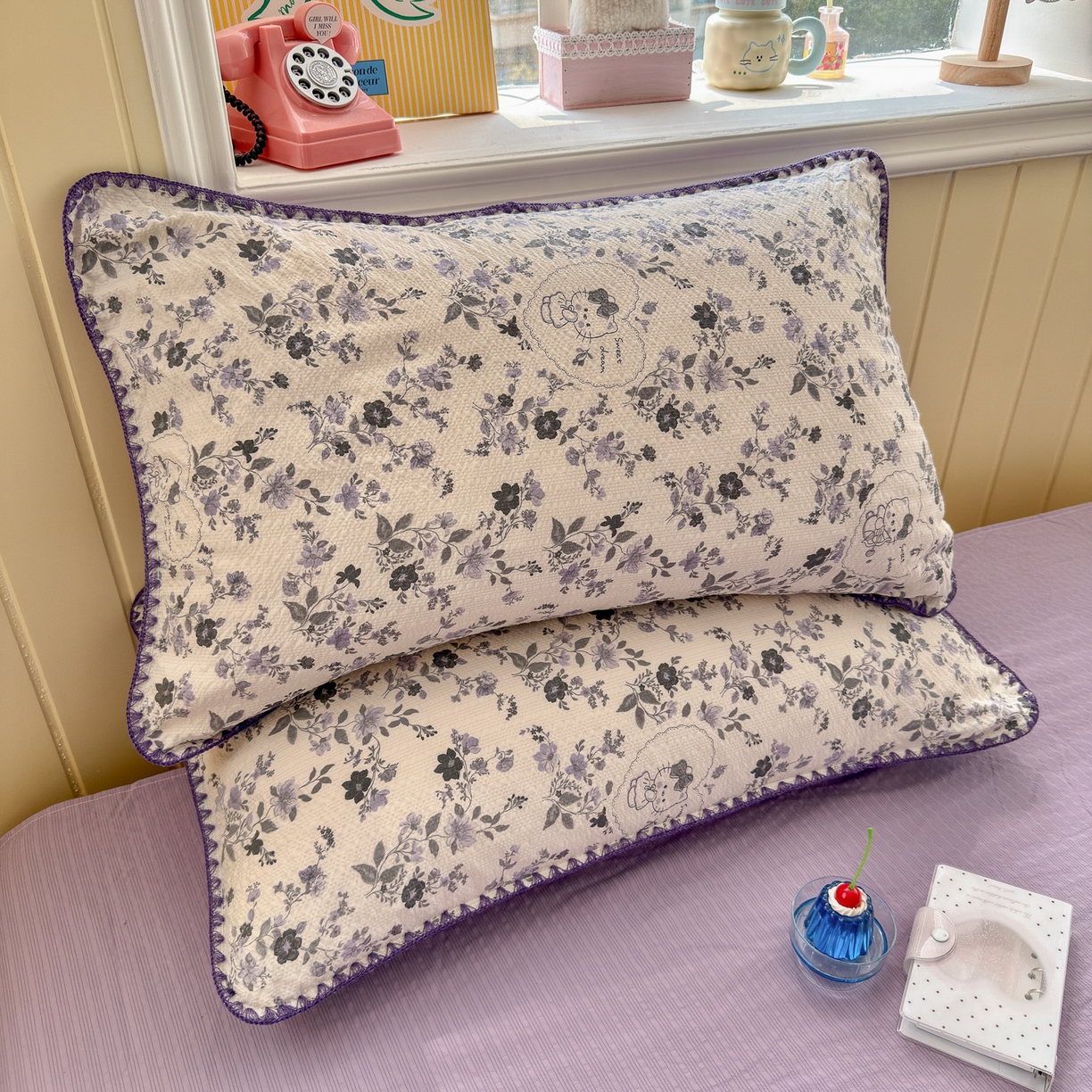 91家纺网 家纺一手货源 找家纺 初念 2026新款泡芙纱贝壳绣三角针夏被 提供买家秀 贝壳绣-小猫秘境紫